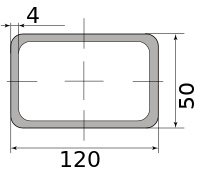 Труба профильная электросварная прямоугольная 120х50х4, длина 12 м 4.00