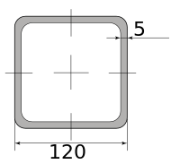 Труба профильная электросварная квадратная 120х120х5, длина 12 м