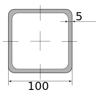 Труба профильная электросварная квадратная 100х100х5 12000-12100