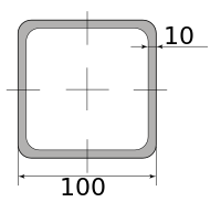 Трубы электросварные низколегир квадрат 100х100х10, длина 12 м