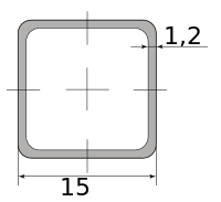 Трубы электросварные оцинкованная квадрат 15х15х1.2, длина 6 м
