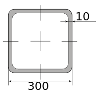 Труба профильная электросварная квадратная 300х300х10, длина 12 м