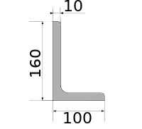 Уголок 160х100х10, длина 12 м, марка С255