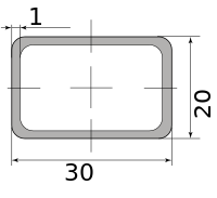 Труба профильная электросварная прямоугольная 30х20х1, длина 6 м 1.00