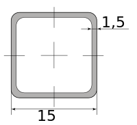 Трубы нерж. электросварные ЭСВ квадратные 15х1.5 имп зерк, длина 6 м, марка AISI 201