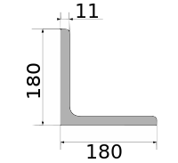 Уголок 180х180х11, длина 12 м, марка С355