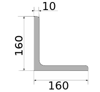 Уголок 160х160х10, длина 12 м, марка Ст09Г2С-15