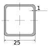 трубы нерж. электросварные эсв квадратные 25х1 шлиф, длина 6 м, марка aisi 201