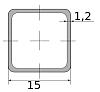 труба профильная электросварная квадратная 15х15х1.2 нн 2000-3500