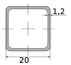 трубы электросварные квадрат 20х20х1.2, длина 6 м