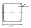трубы нерж. электросварные эсв квадратные 25х2 имп зерк, длина 6 м, марка aisi 201